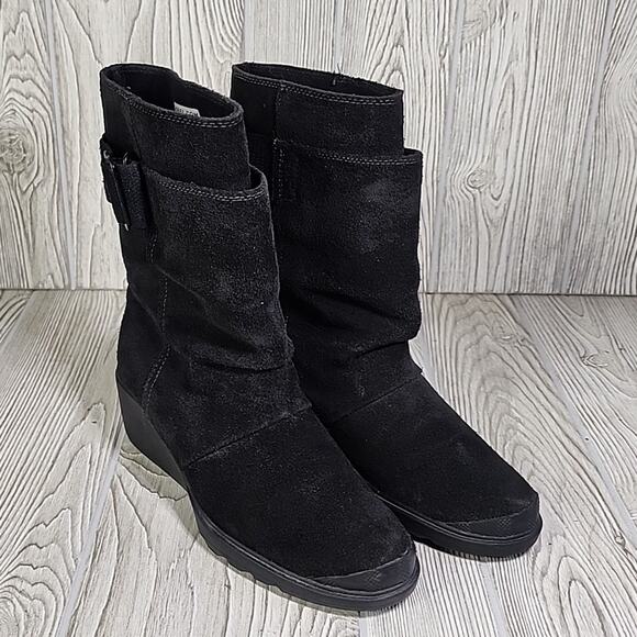 Sorel Toronto Mid Wedge Pull On Black Boots Womens Size 8 - Picture 10 of 13